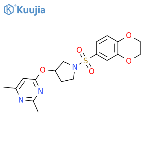 4-{1-(2,3-dihydro-1,4-benzodioxine-6-sulfonyl)pyrrolidin-3-yloxy}-2,6-dimethylpyrimidine structure