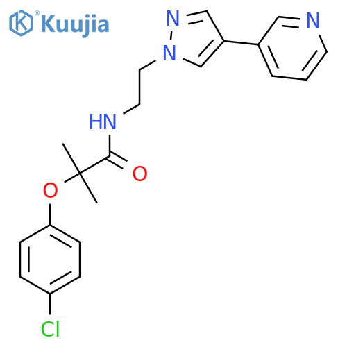 2-(4-chlorophenoxy)-2-methyl-N-{2-4-(pyridin-3-yl)-1H-pyrazol-1-ylethyl}propanamide structure