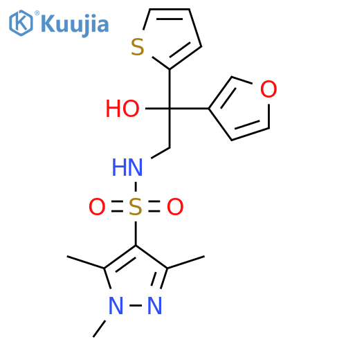 N-2-(furan-3-yl)-2-hydroxy-2-(thiophen-2-yl)ethyl-1,3,5-trimethyl-1H-pyrazole-4-sulfonamide structure