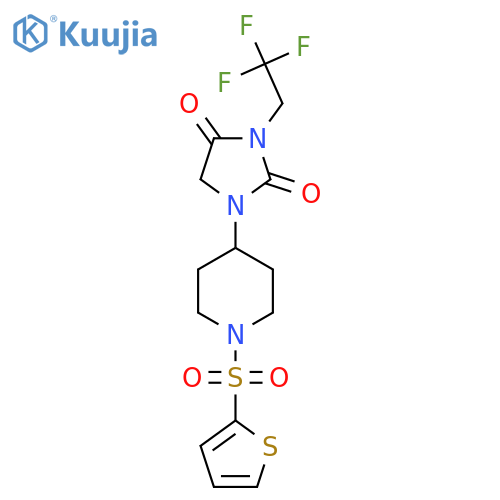 1-1-(thiophene-2-sulfonyl)piperidin-4-yl-3-(2,2,2-trifluoroethyl)imidazolidine-2,4-dione structure