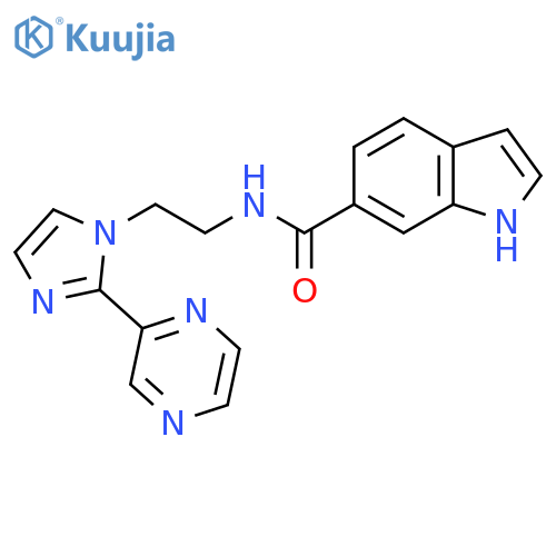 N-{2-2-(pyrazin-2-yl)-1H-imidazol-1-ylethyl}-1H-indole-6-carboxamide structure
