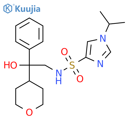N-2-hydroxy-2-(oxan-4-yl)-2-phenylethyl-1-(propan-2-yl)-1H-imidazole-4-sulfonamide structure