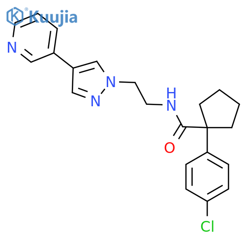 1-(4-chlorophenyl)-N-{2-4-(pyridin-3-yl)-1H-pyrazol-1-ylethyl}cyclopentane-1-carboxamide structure