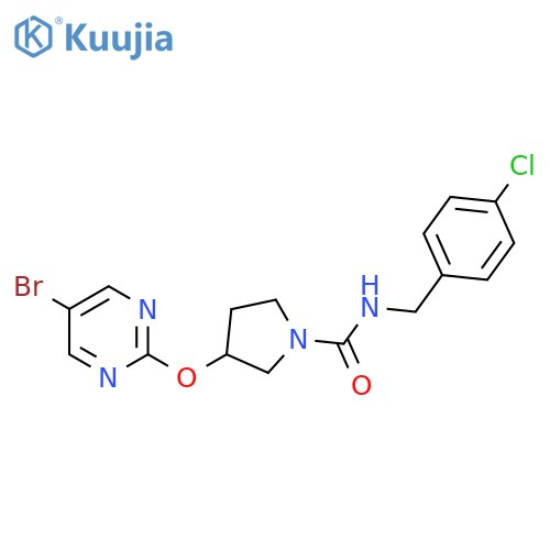 3-[(5-bromopyrimidin-2-yl)oxy]-N-[(4-chlorophenyl)methyl]pyrrolidine-1-carboxamide structure