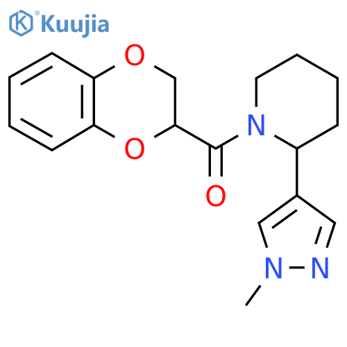 1-(2,3-dihydro-1,4-benzodioxine-2-carbonyl)-2-(1-methyl-1H-pyrazol-4-yl)piperidine structure