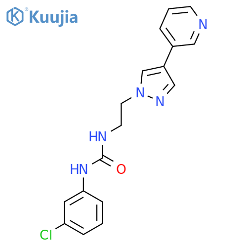1-(3-chlorophenyl)-3-{2-4-(pyridin-3-yl)-1H-pyrazol-1-ylethyl}urea structure