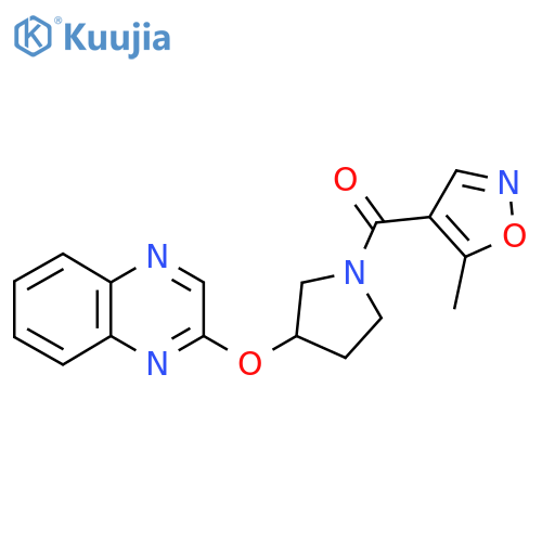 2-{[1-(5-Methyl-1,2-oxazole-4-carbonyl)pyrrolidin-3-yl]oxy}quinoxaline structure