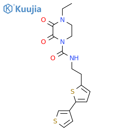 N-(2-{2,3'-bithiophene-5-yl}ethyl)-4-ethyl-2,3-dioxopiperazine-1-carboxamide structure