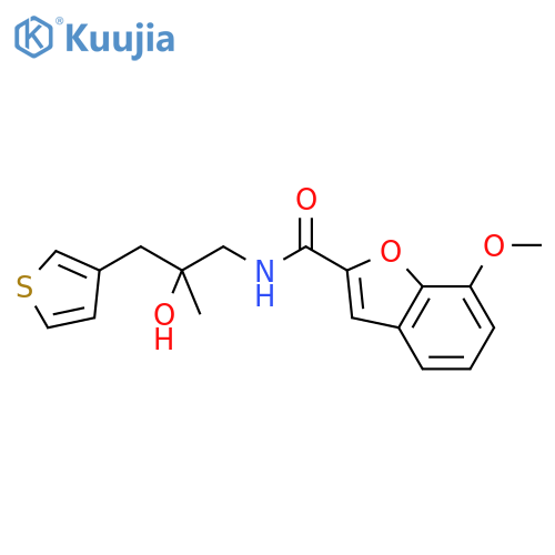 N-[2-hydroxy-2-methyl-3-(thiophen-3-yl)propyl]-7-methoxy-1-benzofuran-2-carboxamide structure
