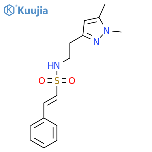 (E)-N-2-(1,5-dimethyl-1H-pyrazol-3-yl)ethyl-2-phenylethene-1-sulfonamide structure