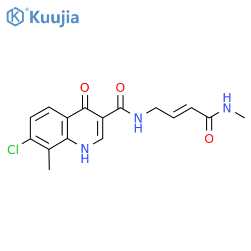 (2E)-4-[(7-chloro-4-hydroxy-8-methylquinolin-3-yl)formamido]-N-methylbut-2-enamide structure