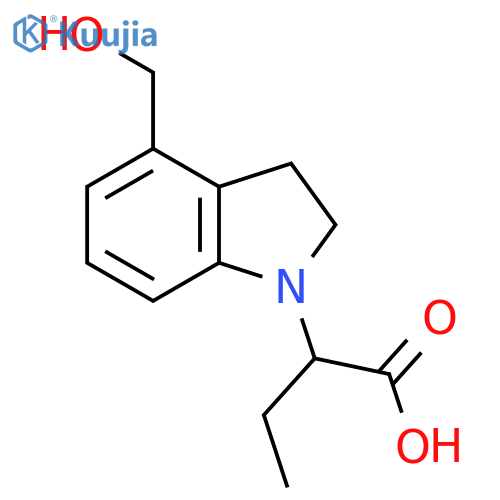 2-(4-(Hydroxymethyl)indolin-1-yl)butanoic acid structure
