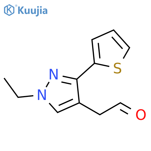 2-(1-Ethyl-3-(thiophen-2-yl)-1H-pyrazol-4-yl)acetaldehyde structure