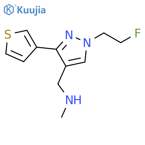 1-(1-(2-fluoroethyl)-3-(thiophen-3-yl)-1H-pyrazol-4-yl)-N-methylmethanamine structure