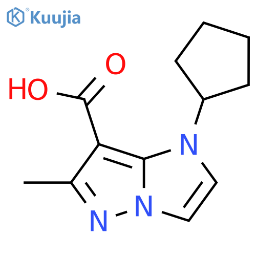 1-cyclopentyl-6-methyl-1H-imidazo[1,2-b]pyrazole-7-carboxylic acid structure