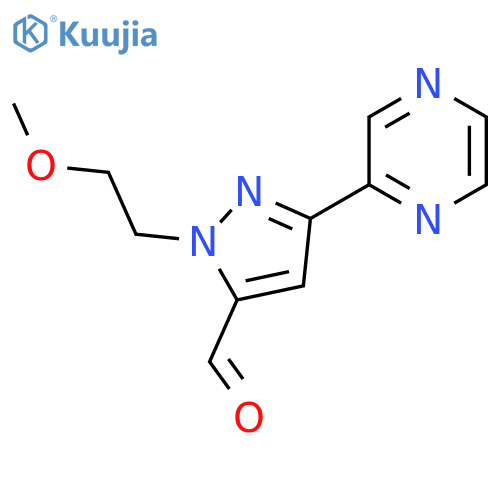 1-(2-methoxyethyl)-3-(pyrazin-2-yl)-1H-pyrazole-5-carbaldehyde structure