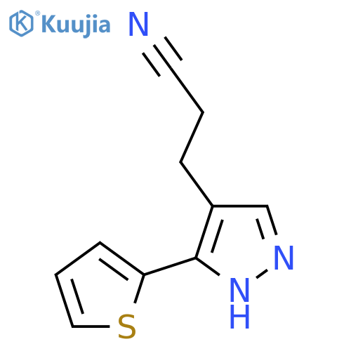 3-(3-(Thiophen-2-yl)-1H-pyrazol-4-yl)propanenitrile structure