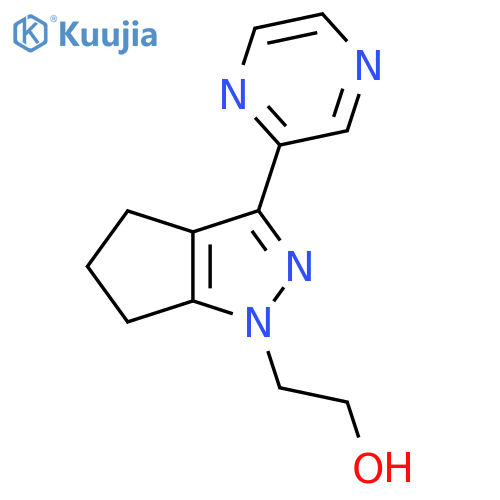 2-(3-(Pyrazin-2-yl)-5,6-dihydrocyclopenta[c]pyrazol-1(4H)-yl)ethan-1-ol structure