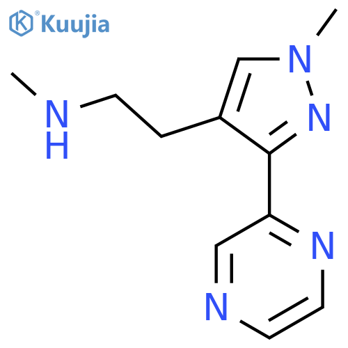 N-Methyl-2-(1-methyl-3-(pyrazin-2-yl)-1H-pyrazol-4-yl)ethan-1-amine structure