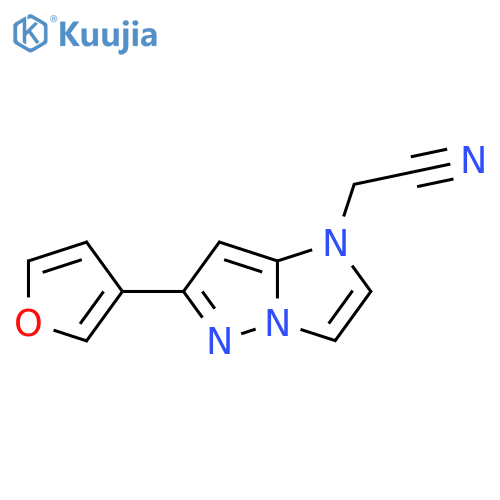 2-(6-(furan-3-yl)-1H-imidazo[1,2-b]pyrazol-1-yl)acetonitrile structure