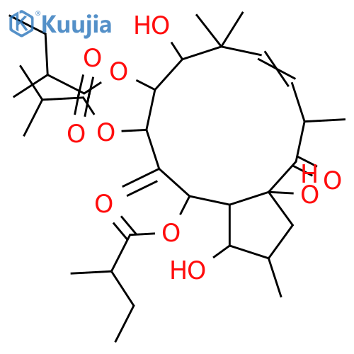 3,5,7,8,9,15-Hexahydroxy-6(17),11-jatrophadien-14-one; (2β,3β,5α,7β,8α,9α,11E,13β,15β)-form, 5,8-Bis-O-(2-methylbutanoyl), 7-O-(2-methylpropanoyl) structure
