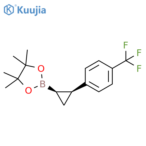 4,4,5,5-tetramethyl-2-[cis-2-[4-(trifluoromethyl)phenyl]cyclopropyl]-1,3,2-dioxaborolane structure