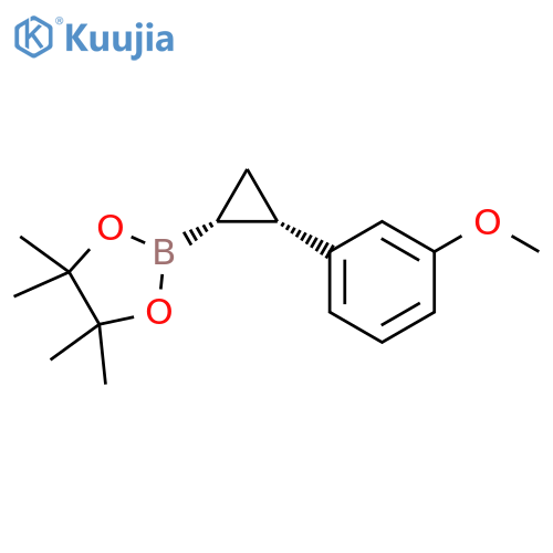 2-[cis-2-(3-methoxyphenyl)cyclopropyl]-4,4,5,5-tetramethyl-1,3,2-dioxaborolane structure
