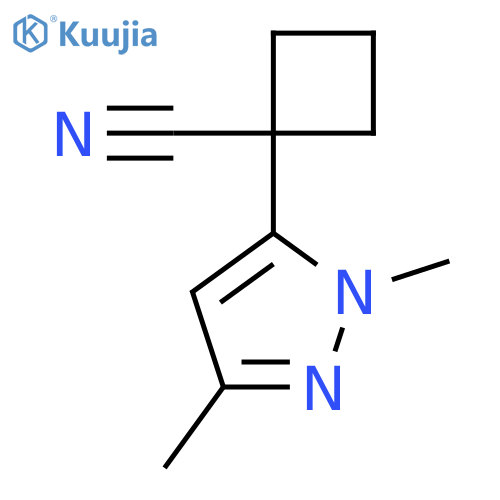 1-(1,3-dimethyl-1H-pyrazol-5-yl)cyclobutane-1-carbonitrile structure
