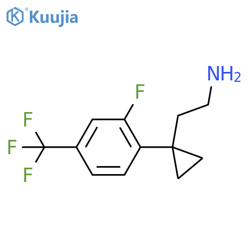 2-{1-2-fluoro-4-(trifluoromethyl)phenylcyclopropyl}ethan-1-amine structure