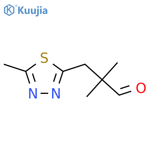 2,2-dimethyl-3-(5-methyl-1,3,4-thiadiazol-2-yl)propanal structure