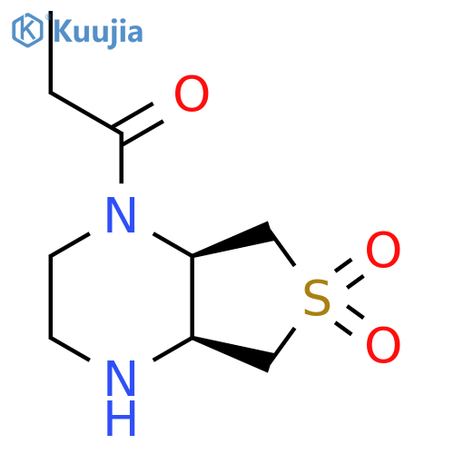 rac-(4aR,7aS)-1-propanoyl-octahydro-6lambda6-thieno[3,4-b]piperazine-6,6-dione structure