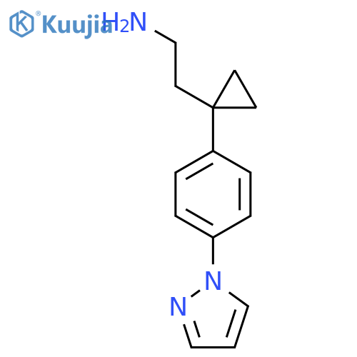 2-{1-4-(1H-pyrazol-1-yl)phenylcyclopropyl}ethan-1-amine structure