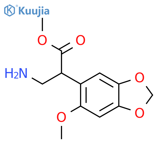 methyl 3-amino-2-(6-methoxy-1,3-dioxaindan-5-yl)propanoate structure