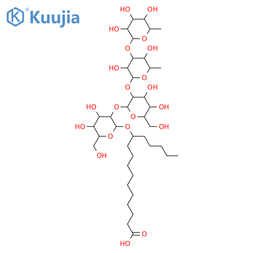 Hexadecanoic acid, 11-[(O-6-deoxy-α-L-mannopyranosyl-(1→3)-O-6-deoxy-α-L-mannopyranosyl-(1→2)-O-β-D-glucopyranosyl-(1→2)-β-D-glucopyranosyl)oxy]-, (11S)- structure
