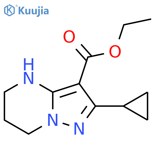 ethyl 2-cyclopropyl-4H,5H,6H,7H-pyrazolo[1,5-a]pyrimidine-3-carboxylate structure