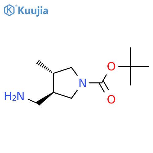 tert-butyl (3R,4S)-3-(aminomethyl)-4-methylpyrrolidine-1-carboxylate structure