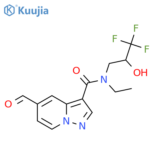 N-Ethyl-5-formyl-N-(3,3,3-trifluoro-2-hydroxypropyl)pyrazolo[1,5-A]pyridine-3-carboxamide structure