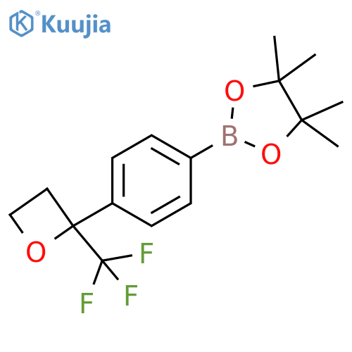 4,4,5,5-tetramethyl-2-[4-[2-(trifluoromethyl)oxetan-2-yl]phenyl]-1,3,2-dioxaborolane structure