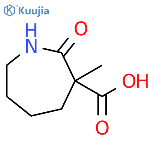 Hexahydro-3-methyl-2-oxo-1H-azepine-3-carboxylic acid structure