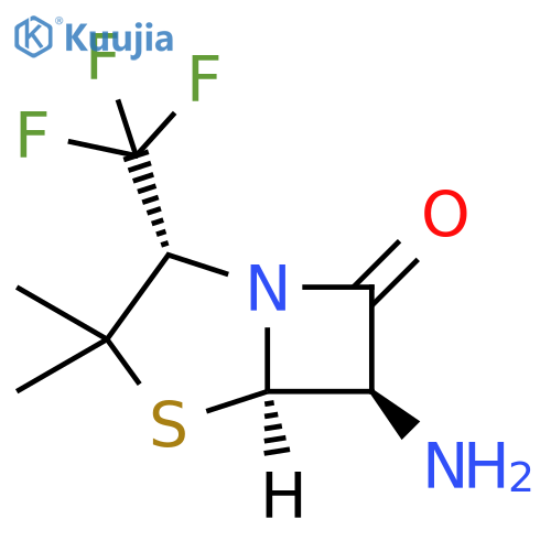 4-Thia-1-azabicyclo[3.2.0]heptan-7-one, 6-amino-3,3-dimethyl-2-(trifluoromethyl)-, (2S,5R,6R)- structure