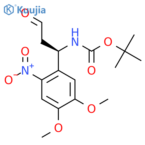 tert-butyl N-(1R)-1-(4,5-dimethoxy-2-nitrophenyl)-3-oxopropylcarbamate structure