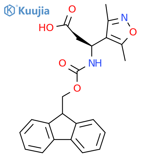 (3S)-3-(dimethyl-1,2-oxazol-4-yl)-3-({(9H-fluoren-9-yl)methoxycarbonyl}amino)propanoic acid structure