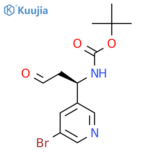 tert-butyl N-(1R)-1-(5-bromopyridin-3-yl)-3-oxopropylcarbamate structure