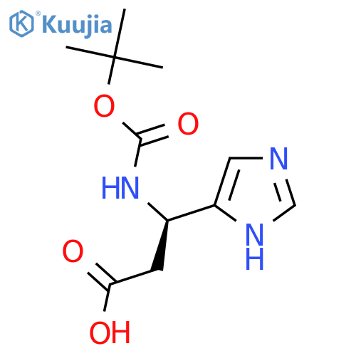 (3R)-3-{(tert-butoxy)carbonylamino}-3-(1H-imidazol-5-yl)propanoic acid structure