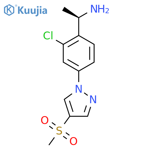 (1R)-1-2-chloro-4-(4-methanesulfonyl-1H-pyrazol-1-yl)phenylethan-1-amine structure