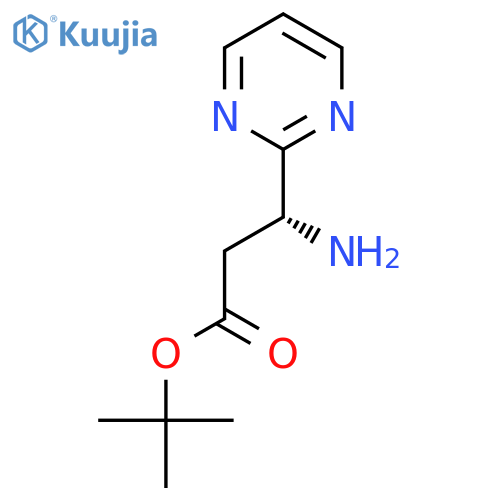 tert-butyl (3R)-3-amino-3-(pyrimidin-2-yl)propanoate structure