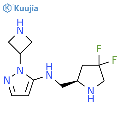 1-(azetidin-3-yl)-N-{(2R)-4,4-difluoropyrrolidin-2-ylmethyl}-1H-pyrazol-5-amine structure