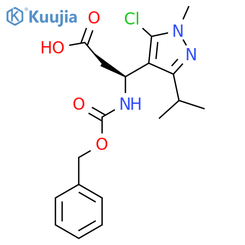 (3S)-3-{(benzyloxy)carbonylamino}-3-5-chloro-1-methyl-3-(propan-2-yl)-1H-pyrazol-4-ylpropanoic acid structure
