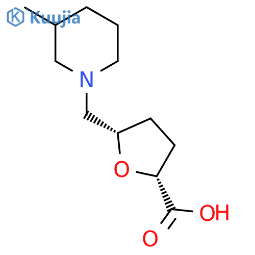 rac-(2R,5S)-5-[(3-methylpiperidin-1-yl)methyl]oxolane-2-carboxylic acid structure
