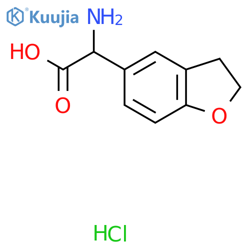 2-Amino-2-(2,3-dihydro-1-benzofuran-5-yl)acetic acid;hydrochloride structure